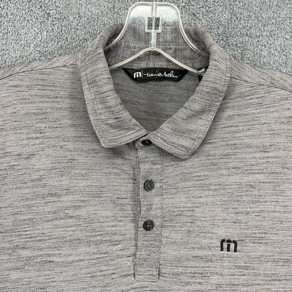 Travis Mathew Polo Shirt Mens Medium Gray Short Sleeve Golf Performance Casual - Picture 2 of 16